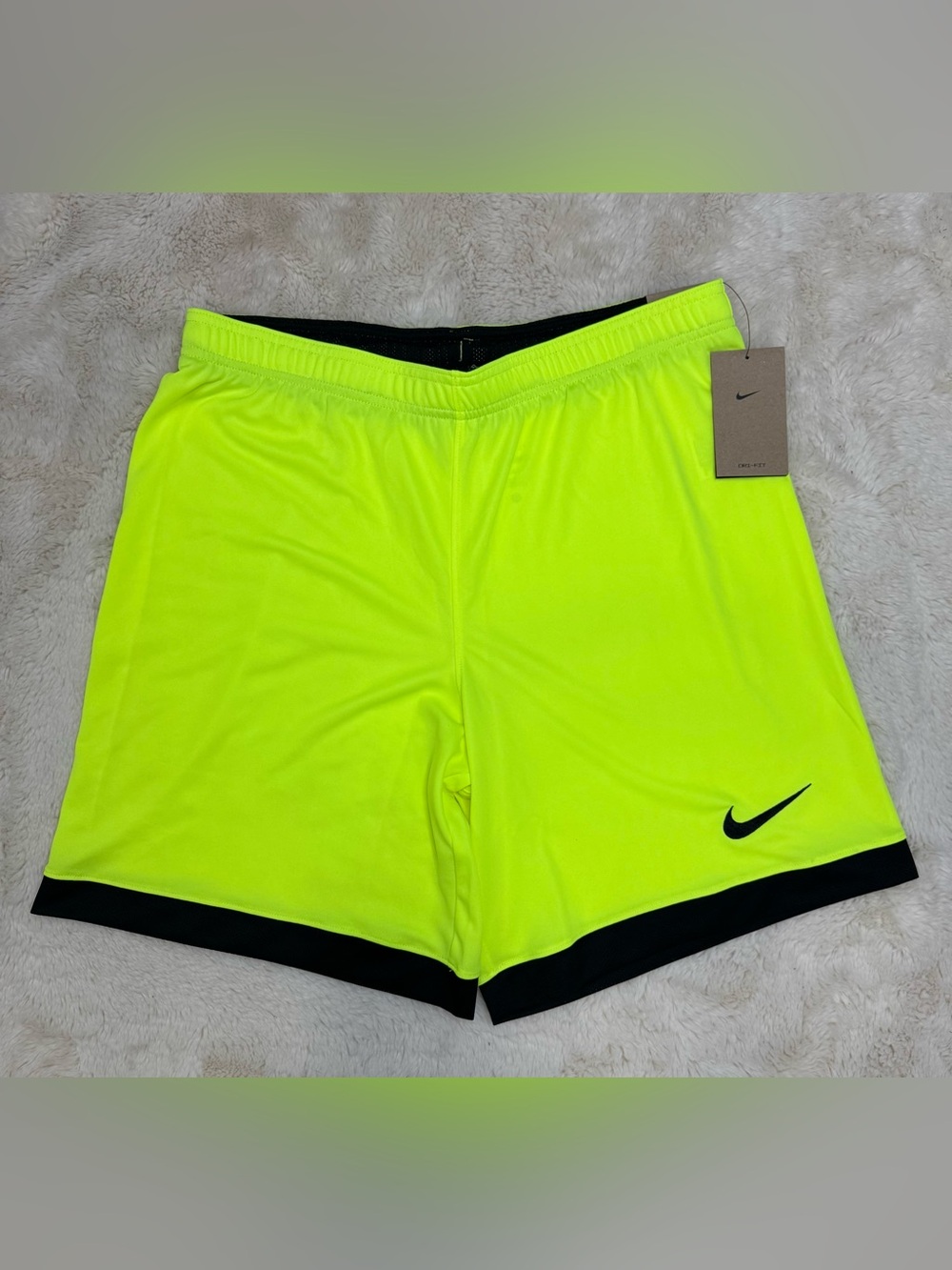 Nike Men’s Neon Yellow Athletic Shorts with Black Trim